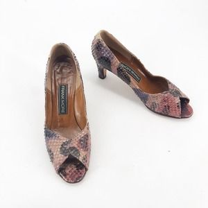 Women’s Vintage Frank More Sz 6.5 Snakeskin Peep Toe Heels